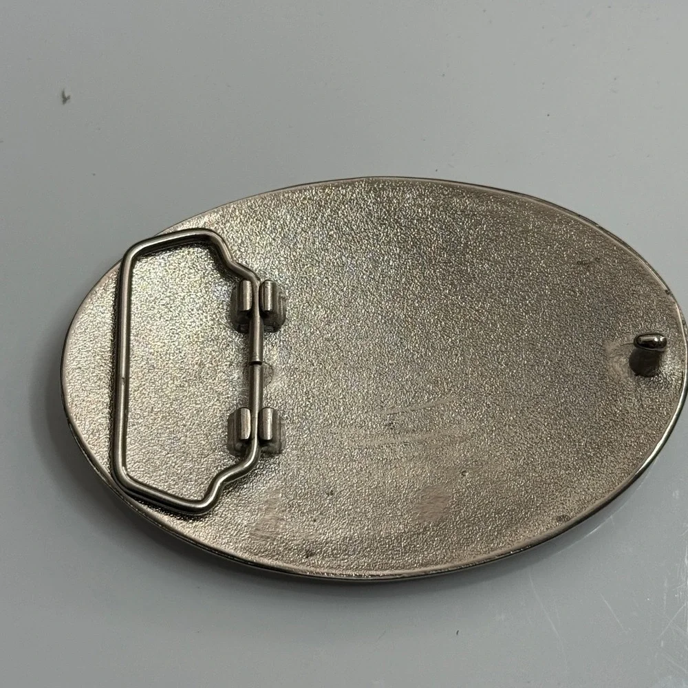 Punisher Skull Belt Buckle Metal Red Black Silver‎ Tone Oval